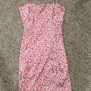 Aritzia Pink and White Sheath Mini Dress Spaghetti Strap